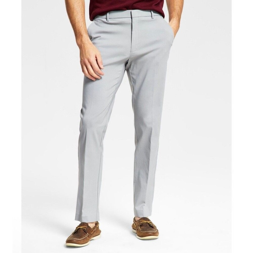 $95 NEW TOMMY HILFIGER Mens 40x34 Light Gray TH Flex Stretch Tate Dress Pants